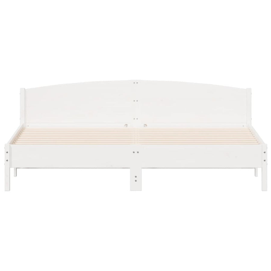 Bedframe met hoofdbord massief grenenhout wit 180x200 cm