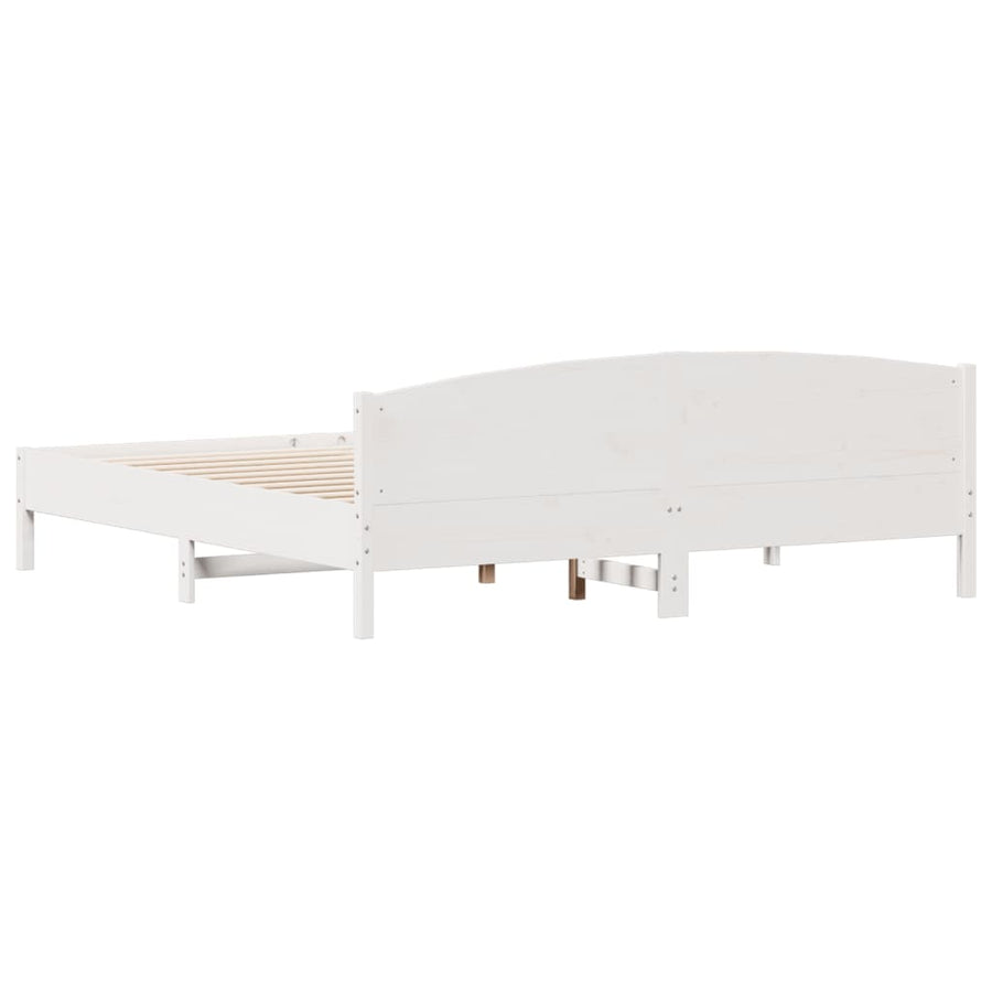 Bedframe met hoofdbord massief grenenhout wit 180x200 cm