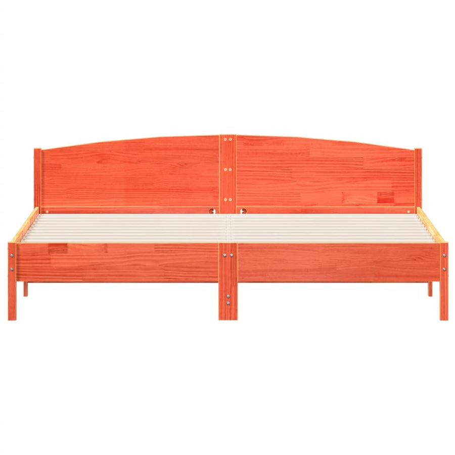 Bedframe Met Hoofdbord Massief Grenenhout Was 180 x 200 cm Bruin
