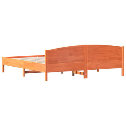 Bedframe Met Hoofdbord Massief Grenenhout Was 180 x 200 cm Bruin