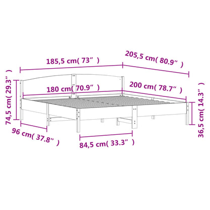 Bedframe Met Hoofdbord Massief Grenenhout Was 180 x 200 cm Bruin