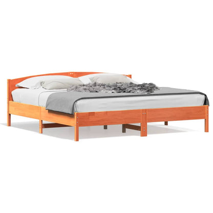 Bedframe Met Hoofdbord Massief Grenenhout Was 180 x 200 cm Bruin