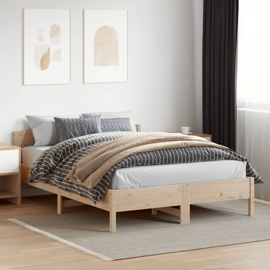 Bedframe met hoofdbord massief grenenhout 160x200 cm