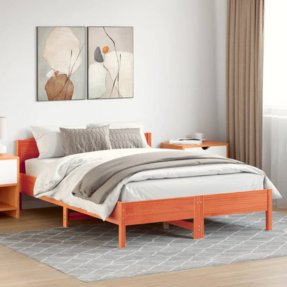 Bedframe Met Hoofdbord Massief Grenenhout Was 160 x 200 cm Bruin