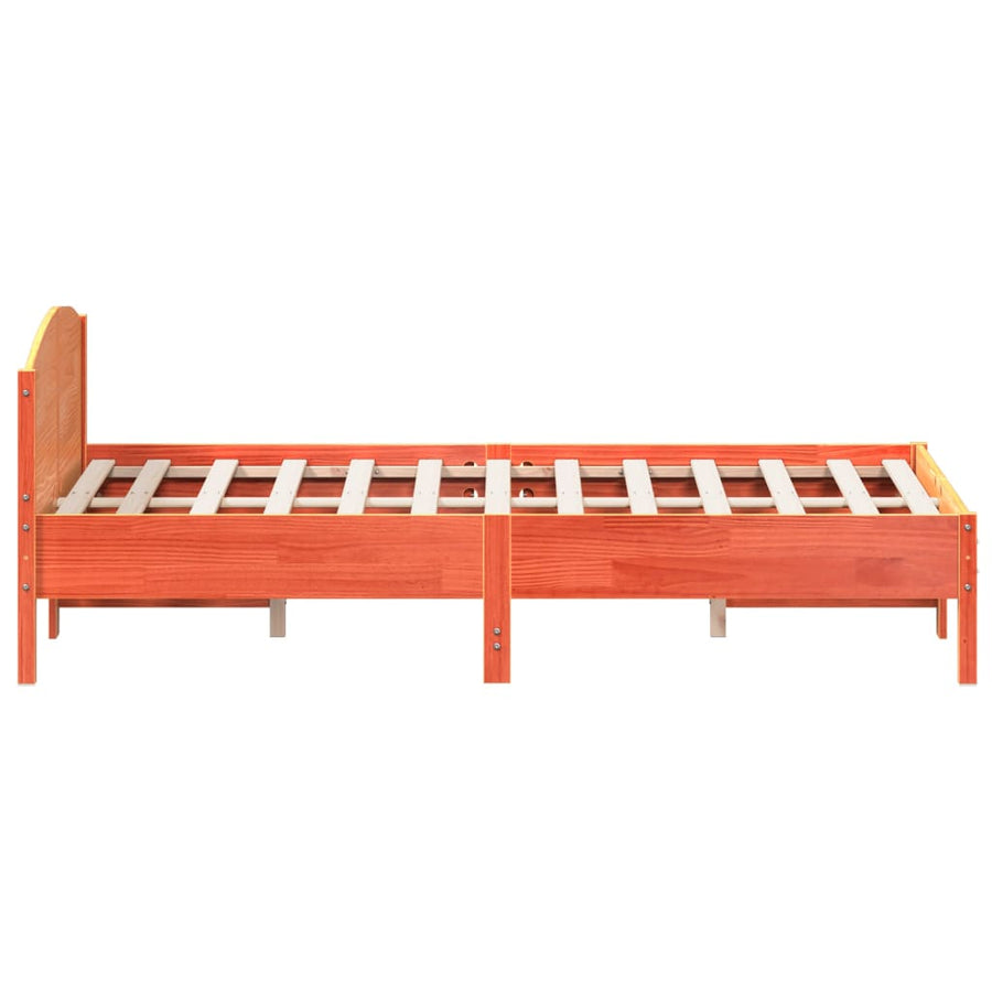 Bedframe Met Hoofdbord Massief Grenenhout Was 160 x 200 cm Bruin