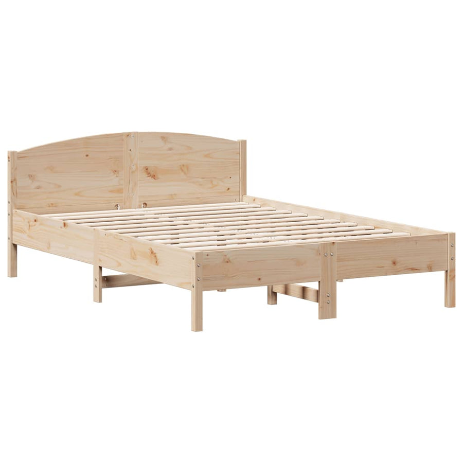 Bedframe met hoofdbord massief grenenhout 150x200 cm