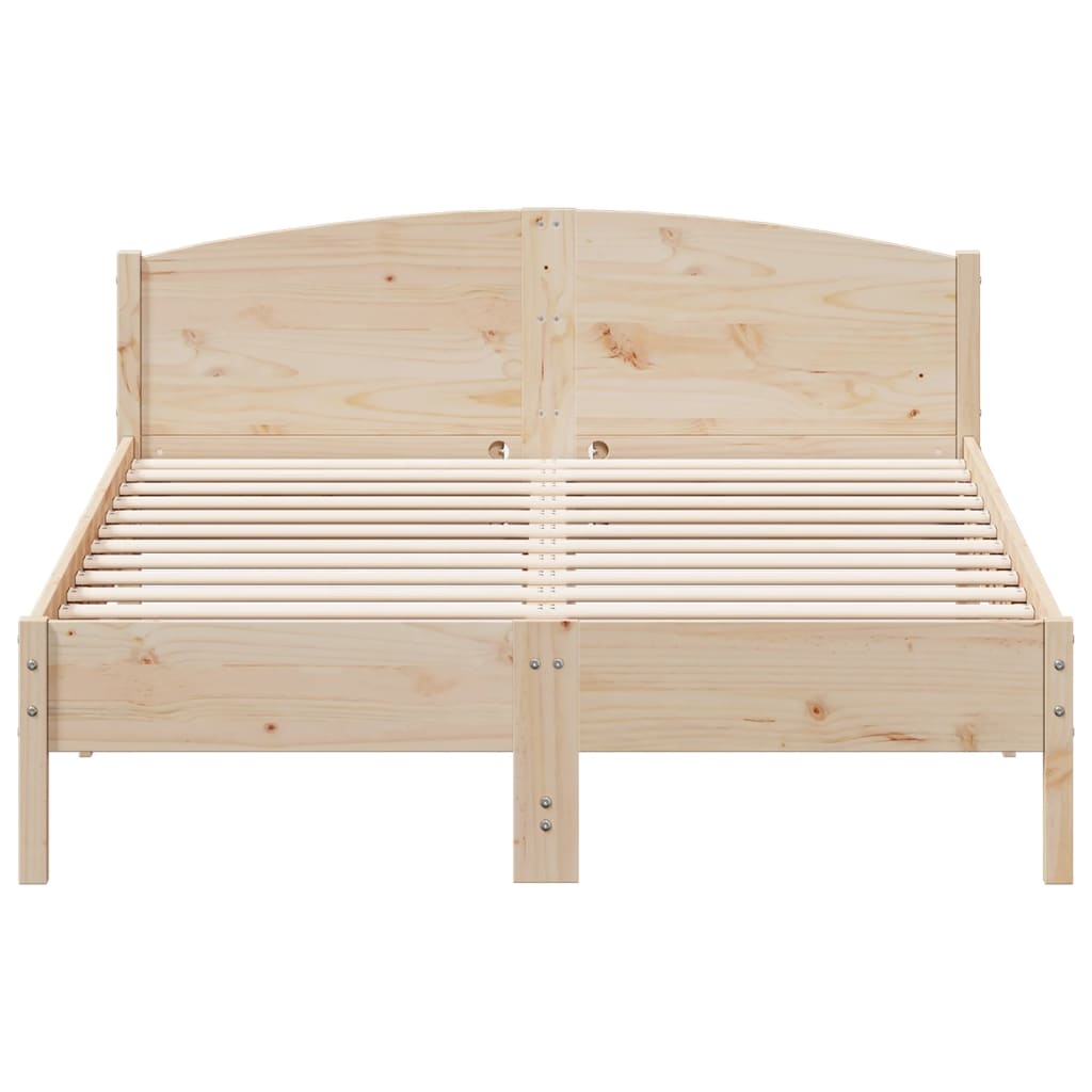 Bedframe met hoofdbord massief grenenhout 150x200 cm