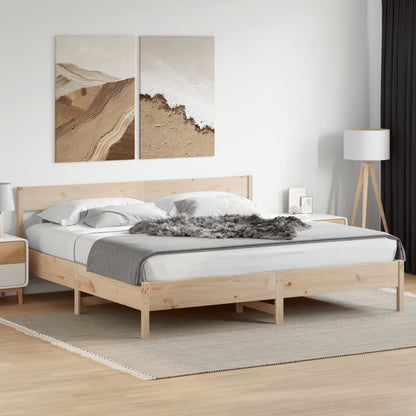 Bedframe met hoofdbord massief grenenhout 200x200 cm