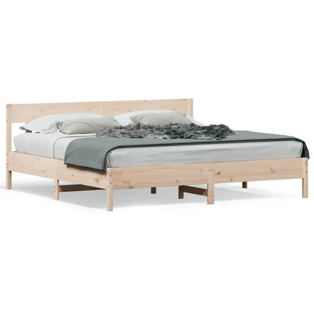 Bedframe met hoofdbord massief grenenhout 200x200 cm