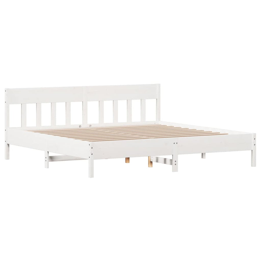 Bedframe met hoofdbord massief grenenhout wit 200x200 cm 200 x 200 cm Wit