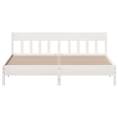 Bedframe met hoofdbord massief grenenhout wit 200x200 cm 200 x 200 cm Wit