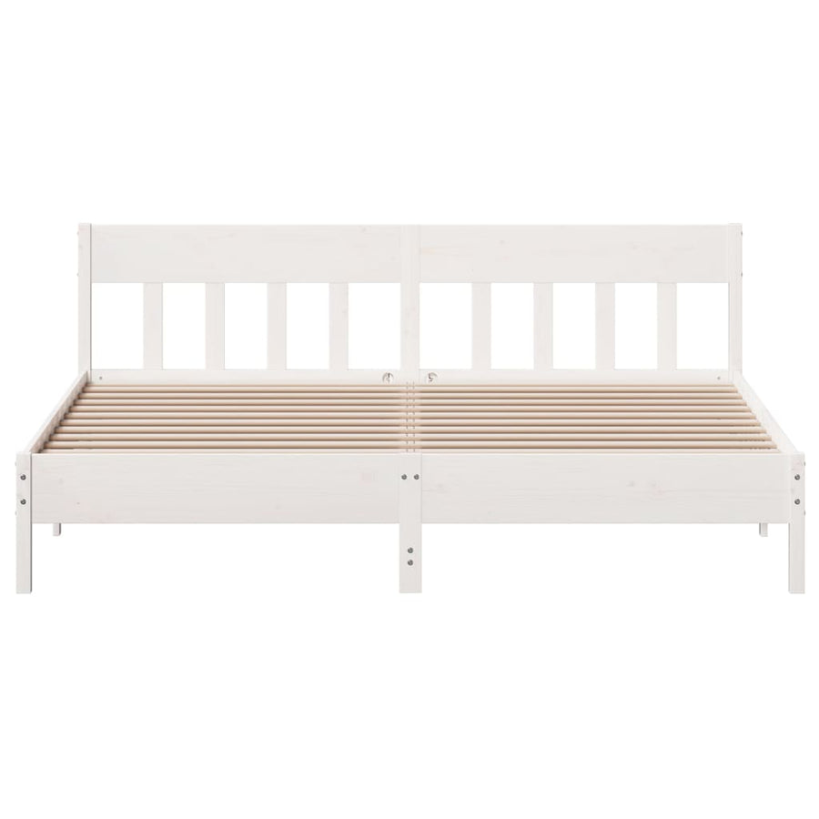 Bedframe met hoofdbord massief grenenhout wit 200x200 cm 200 x 200 cm Wit