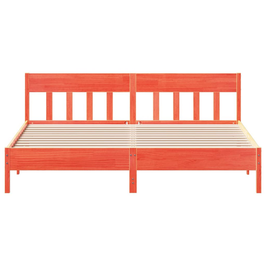 Bedframe Met Hoofdbord Massief Grenenhout Was Bruin 200 x 200 cm