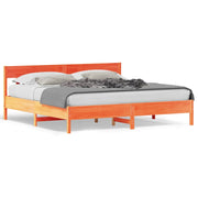 Bedframe massief grenenhout wasbruin 200x200 cm