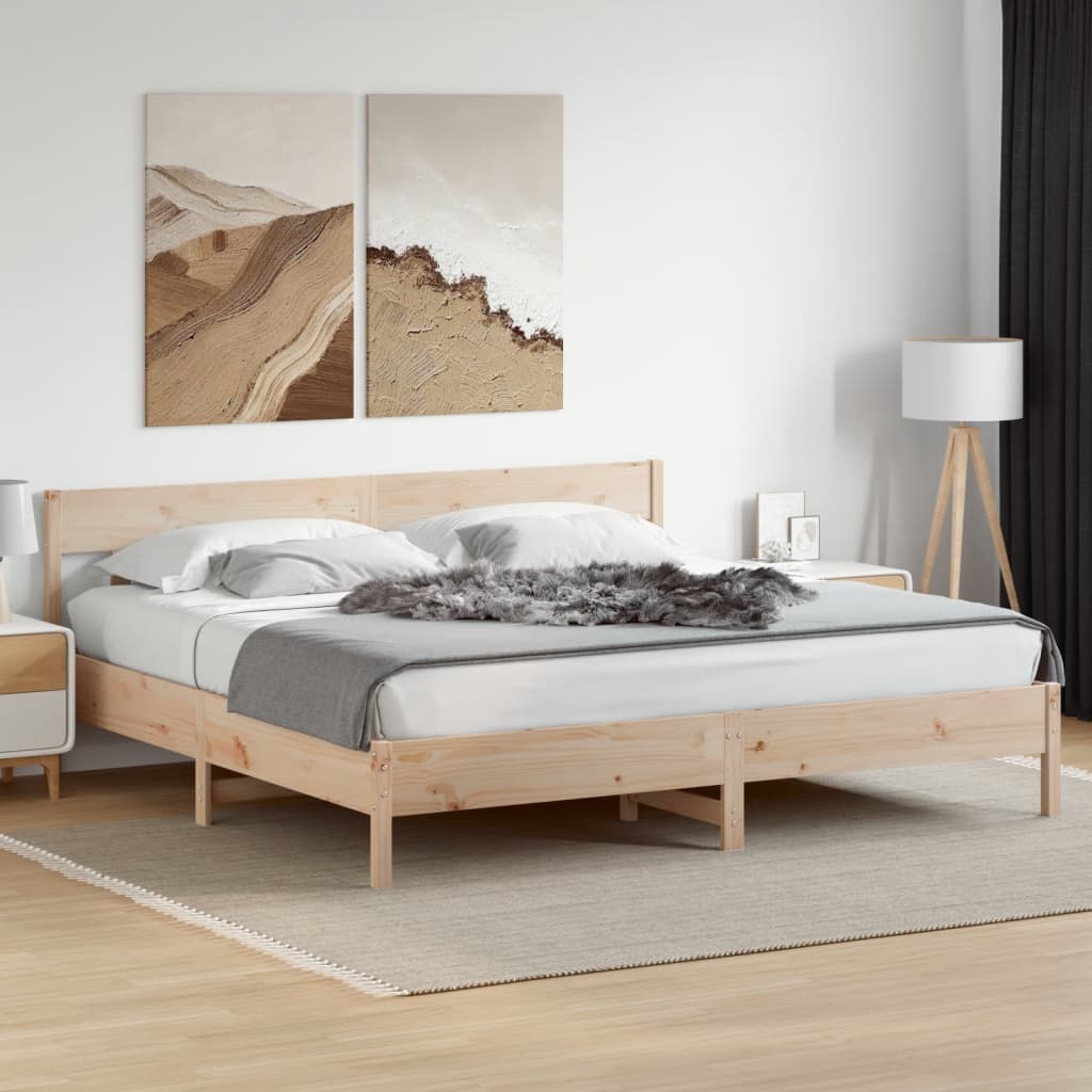 Bedframe met hoofdbord massief grenenhout 180x200 cm