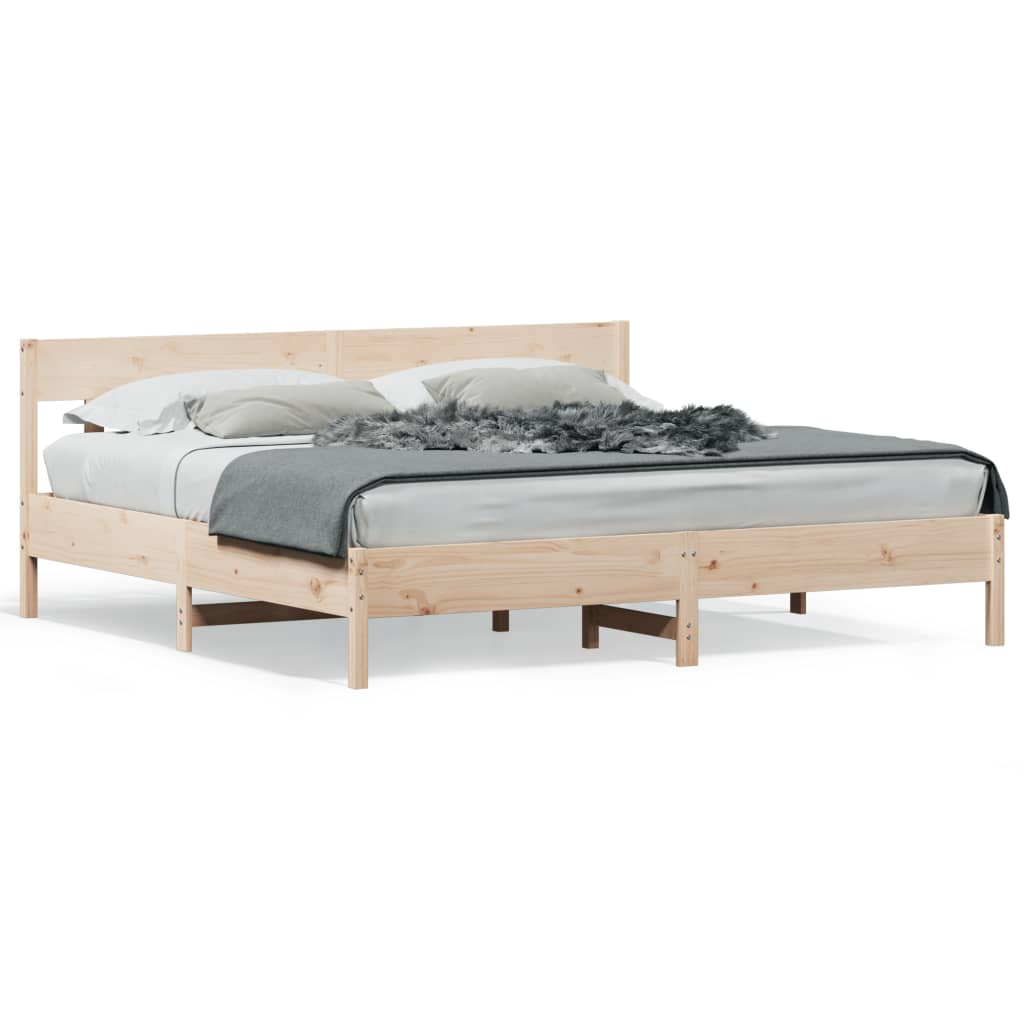 Bedframe met hoofdbord massief grenenhout 180x200 cm