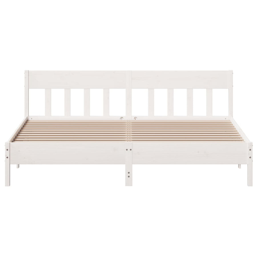 Bedframe met hoofdbord massief grenenhout wit 180x200 cm