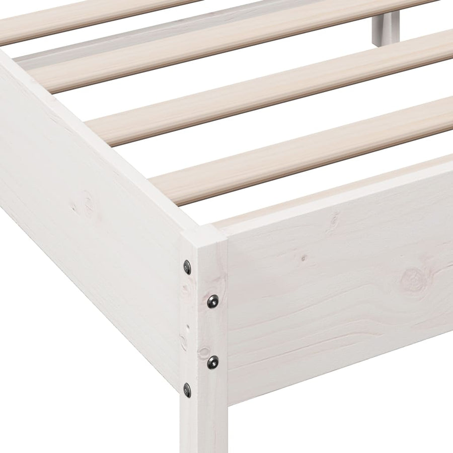 Bedframe met hoofdbord massief grenenhout wit 180x200 cm