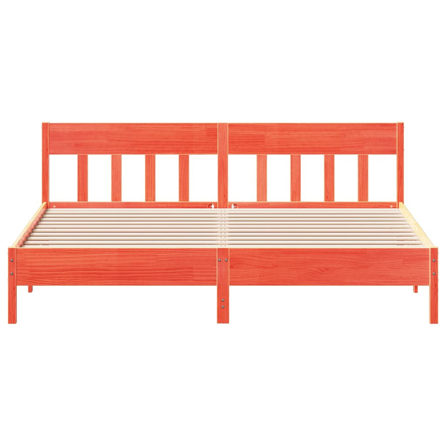 Bedframe Met Hoofdbord Massief Grenenhout Was Bruin 180 x 200 cm