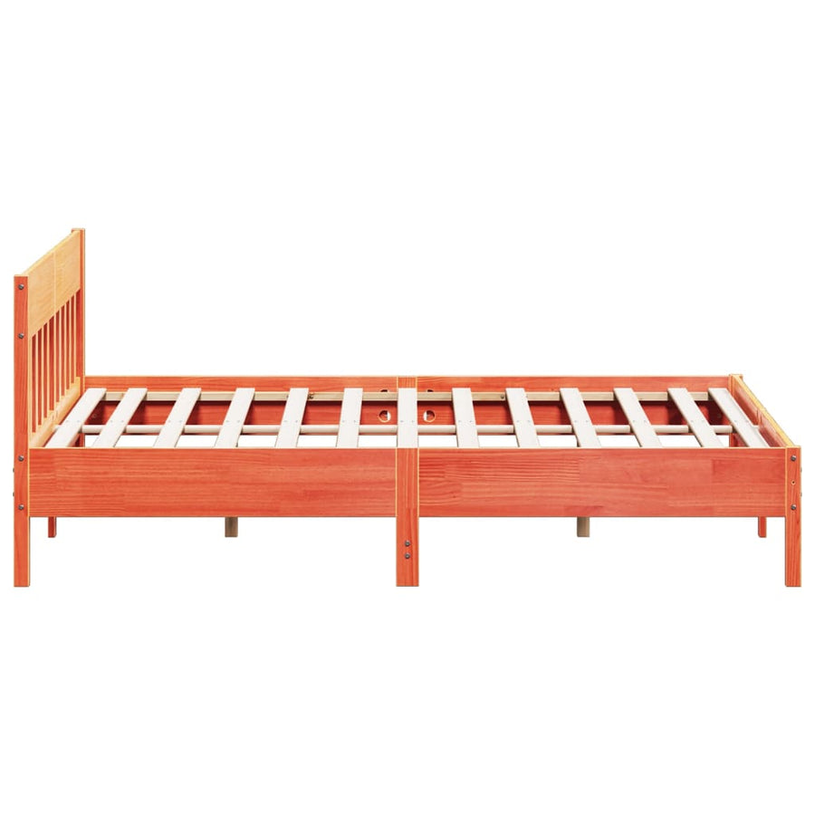 Bedframe Met Hoofdbord Massief Grenenhout Was Bruin 180 x 200 cm