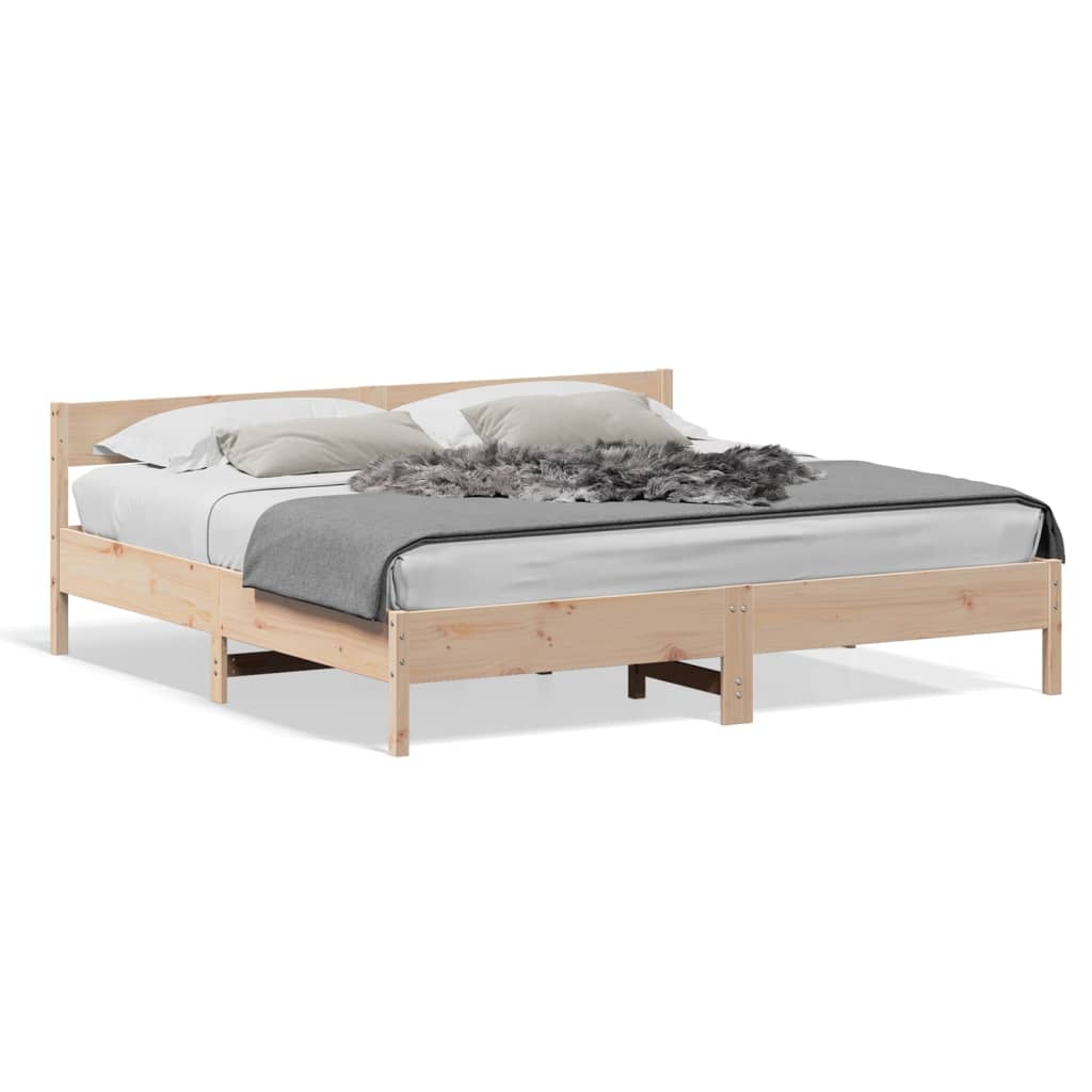 Bedframe Met Hoofdbord Massief Grenenhout 200 x 200 cm