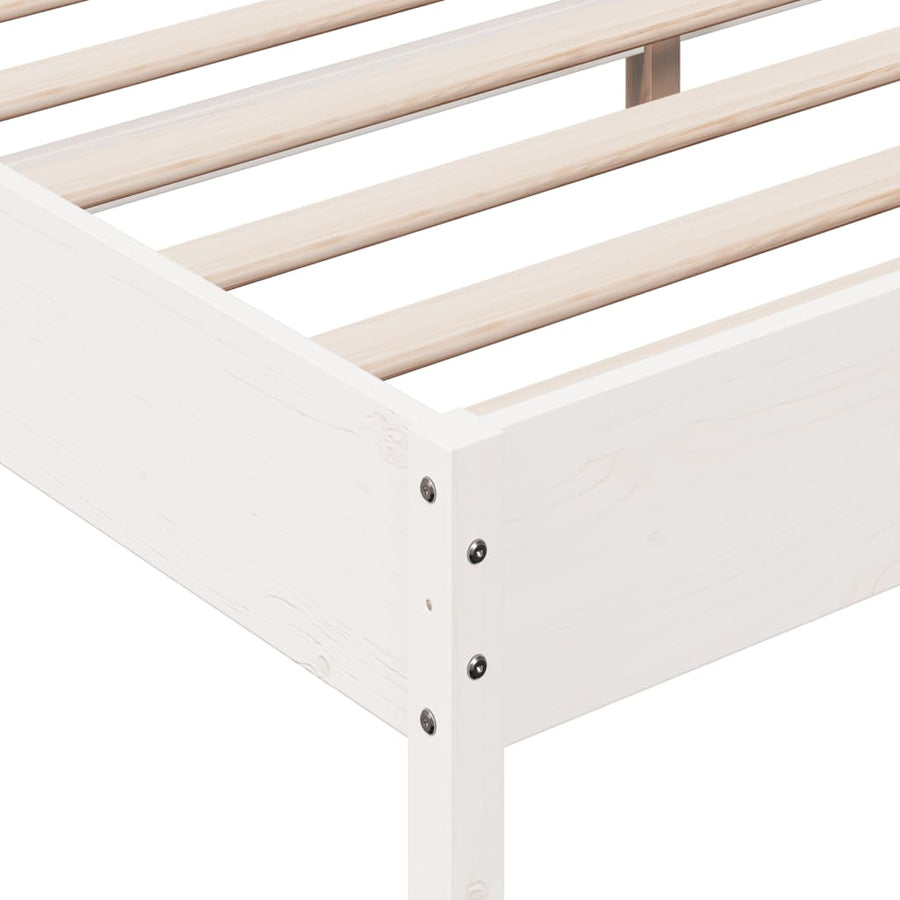 Bedframe met hoofdbord massief grenenhout wit 200x200 cm