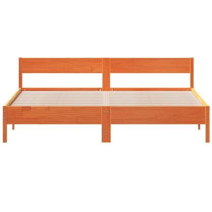 Bedframe met hoofdbord massief grenenhout wasbruin 200x200 cm