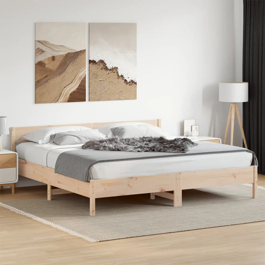 Bedframe met hoofdbord massief grenenhout 180x200 cm 180 x 200 cm