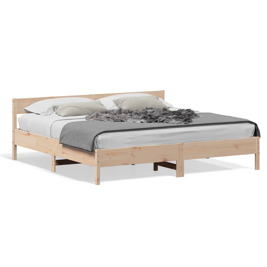 Bedframe met hoofdbord massief grenenhout 180x200 cm 180 x 200 cm