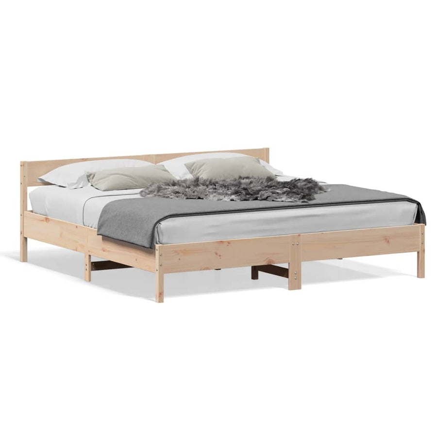 Bedframe met hoofdbord massief grenenhout 180x200 cm 180 x 200 cm