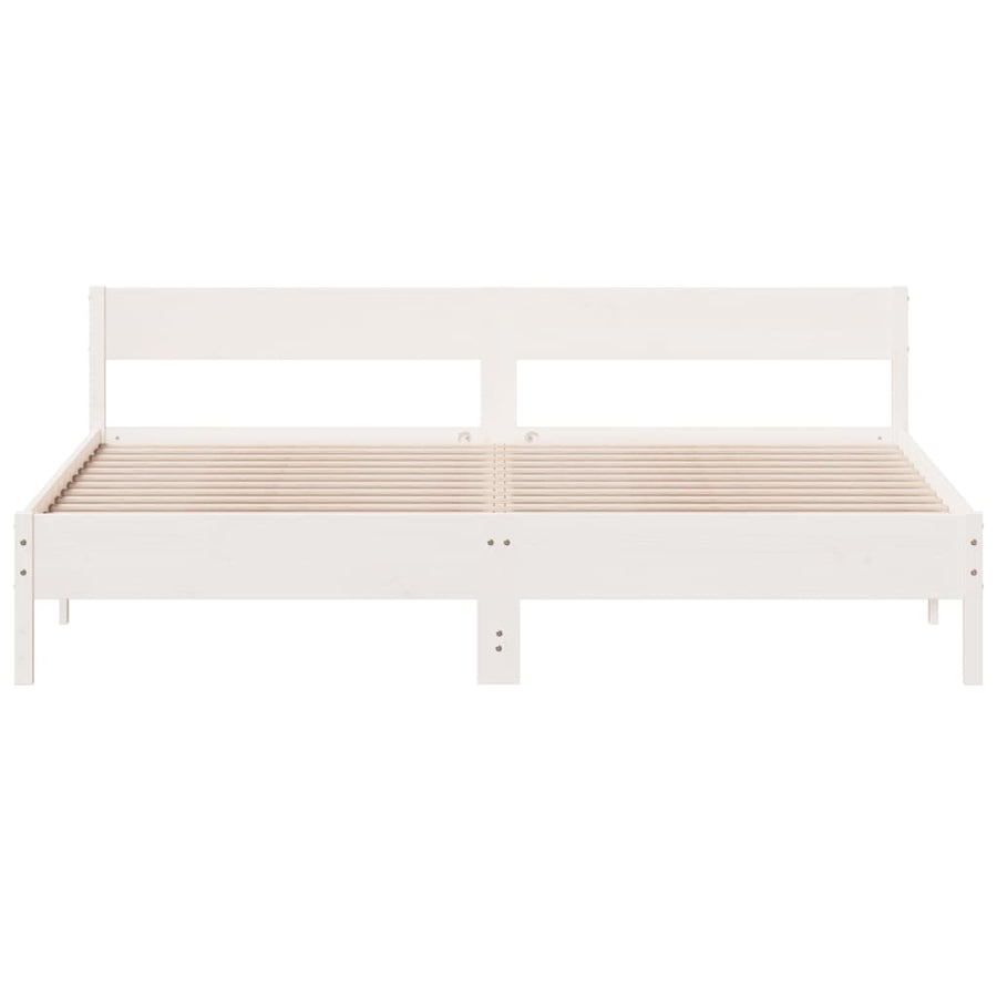 Bedframe met hoofdbord massief grenenhout wit 180x200 cm