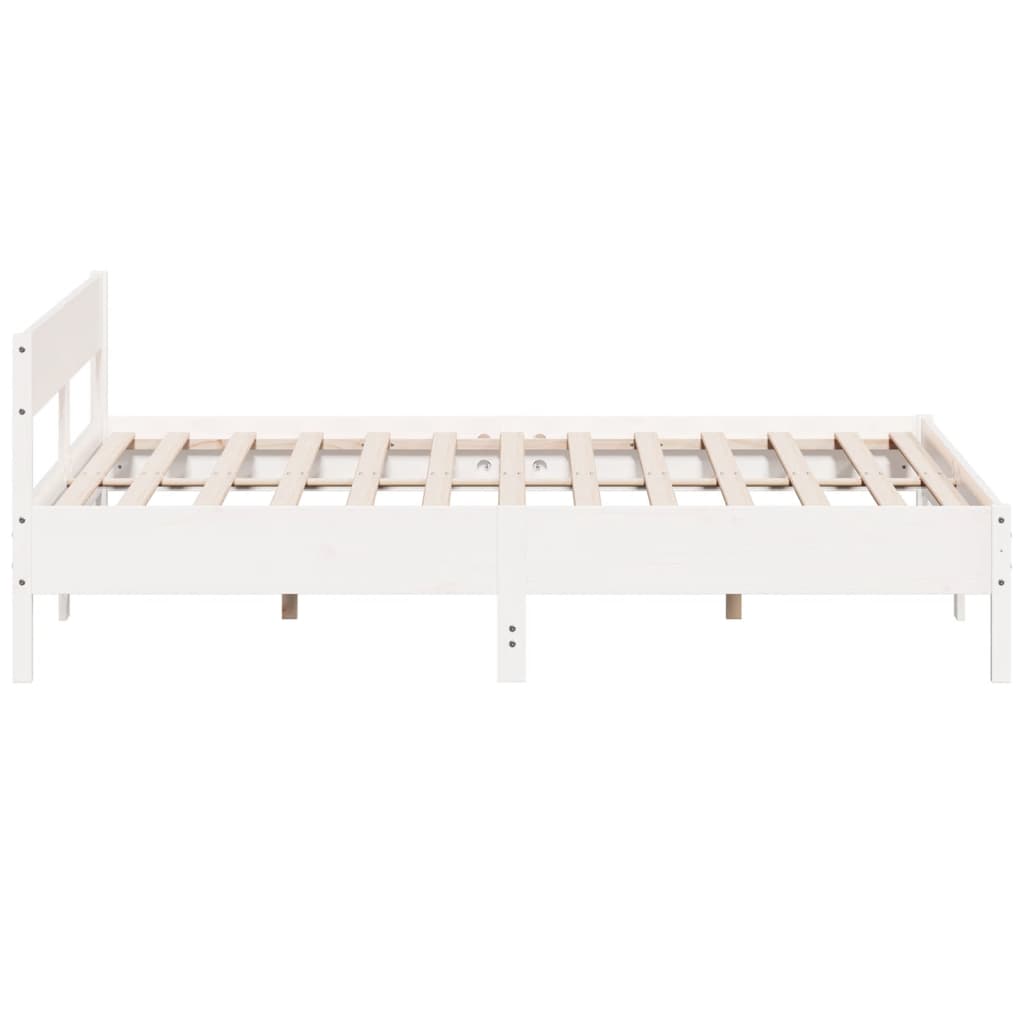 Bedframe met hoofdbord massief grenenhout wit 180x200 cm