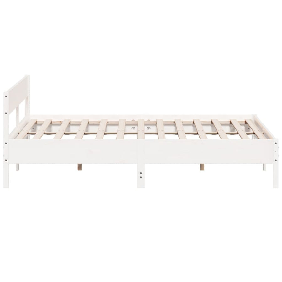 Bedframe met hoofdbord massief grenenhout wit 180x200 cm