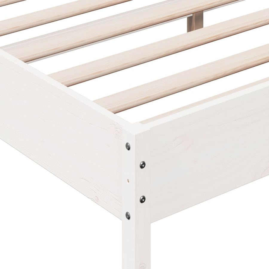 Bedframe met hoofdbord massief grenenhout wit 180x200 cm