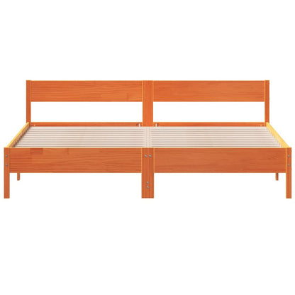 Bedframe met hoofdbord massief grenenhout wasbruin 180x200 cm