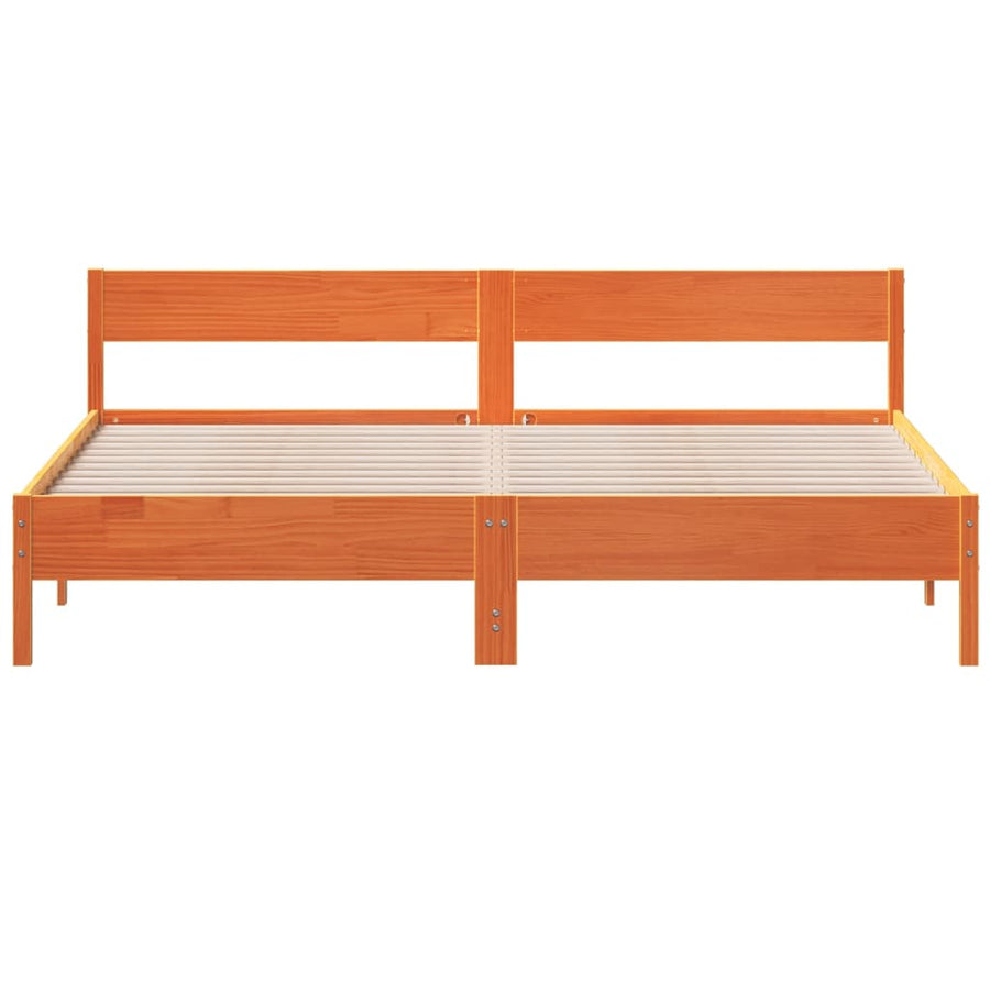 Bedframe met hoofdbord massief grenenhout wasbruin 180x200 cm