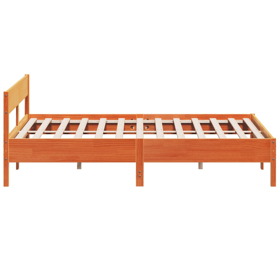 Bedframe met hoofdbord massief grenenhout wasbruin 180x200 cm