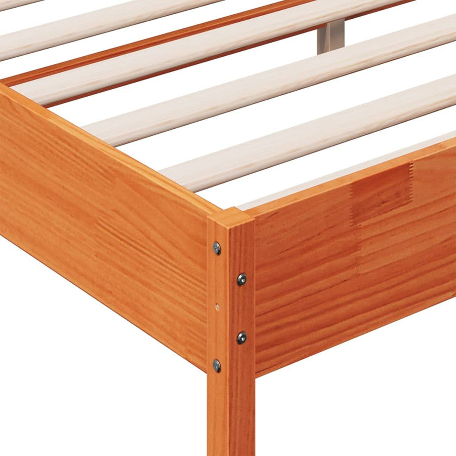 Bedframe met hoofdbord massief grenenhout wasbruin 180x200 cm