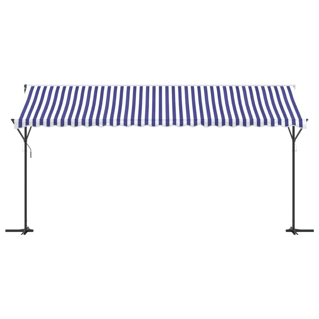 Luifel vrijstaand 500x300 cm stof en staal blauw en wit