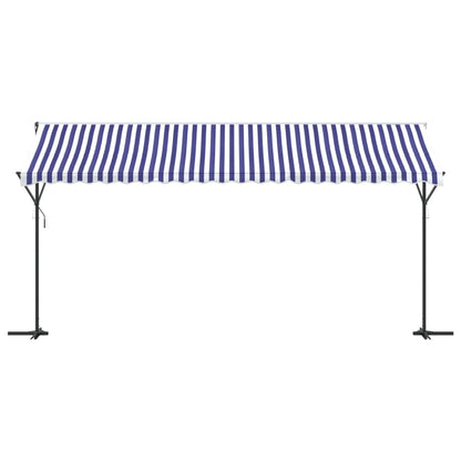 Luifel vrijstaand 500x300 cm stof en staal blauw en wit