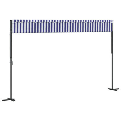 Luifel vrijstaand 500x300 cm stof en staal blauw en wit