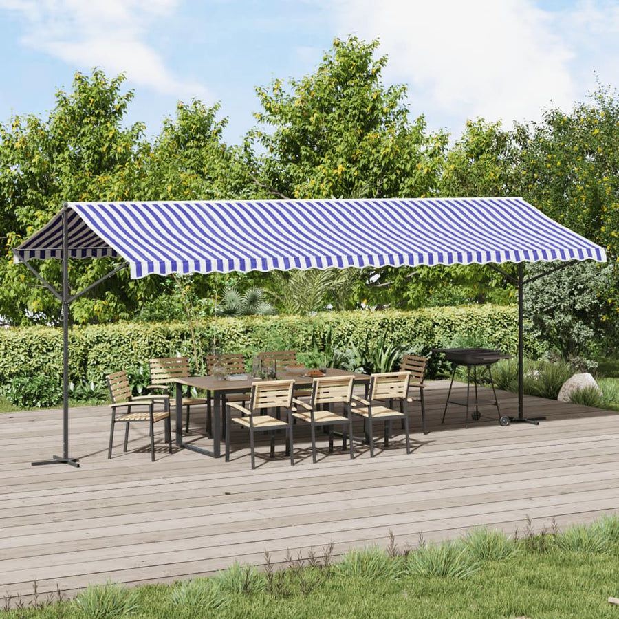 Luifel Vrijstaand 600X300 Cm Stof En Staal Blauw En 6 x 3 m