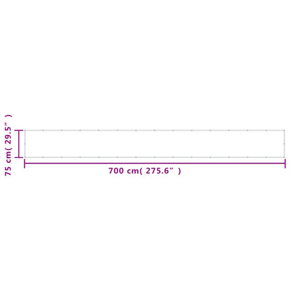 Balkonscherm 75X700 Cm 100% Polyester Oxford Wit