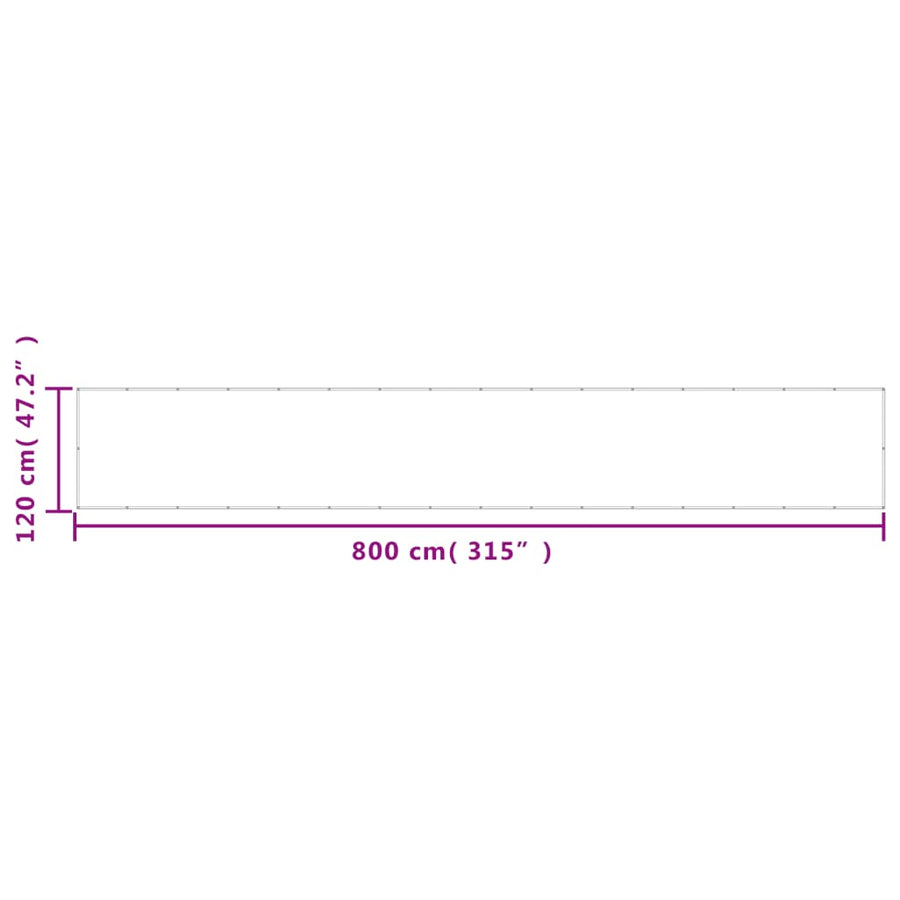 Balkonscherm 120X800 Cm 100% Polyester Oxford Wit