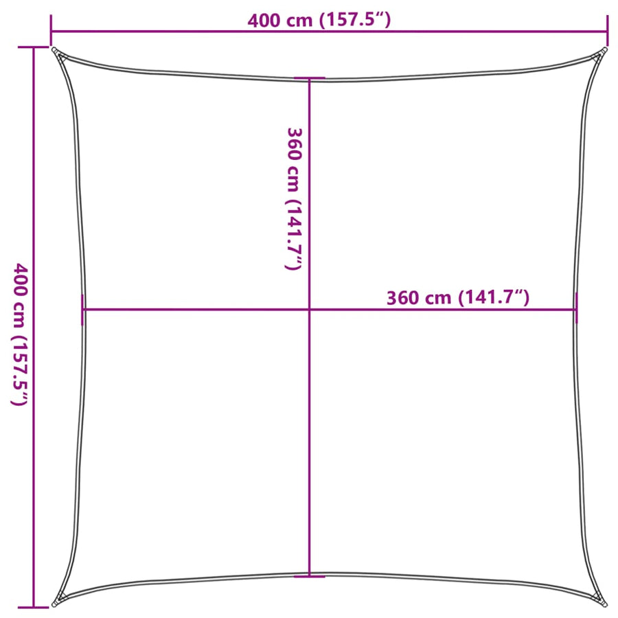 Zonnezeil 4x4 m 100% polyester oxford lichtgrijs