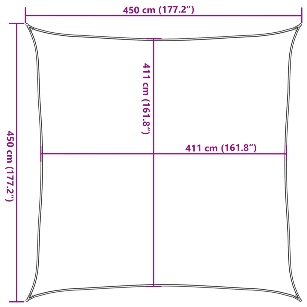 Zonnezeil 4,5x4,5 m 100% polyester oxford zandkleurig