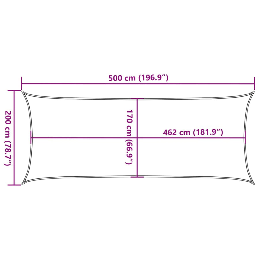 Zonnezeil 5x2 m 100% polyester oxford lichtgrijs