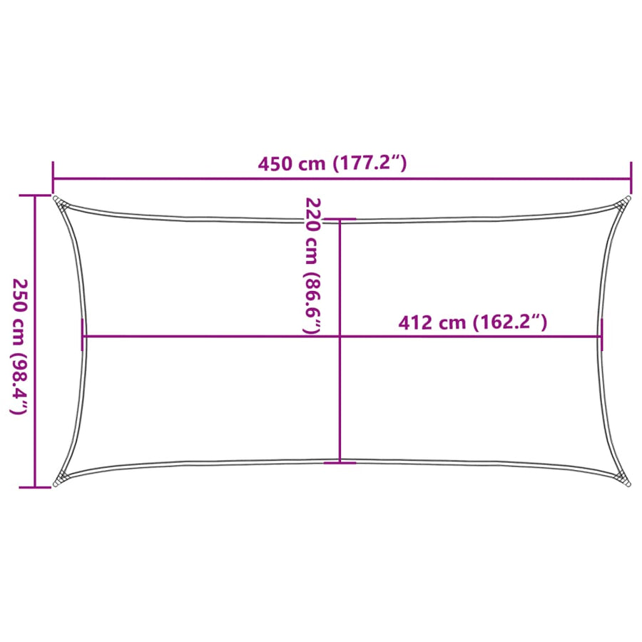 Zonnezeil 4,5X2,5 M 100% Polyester Oxford Lichtgrijs 2.5 x 4.5 m