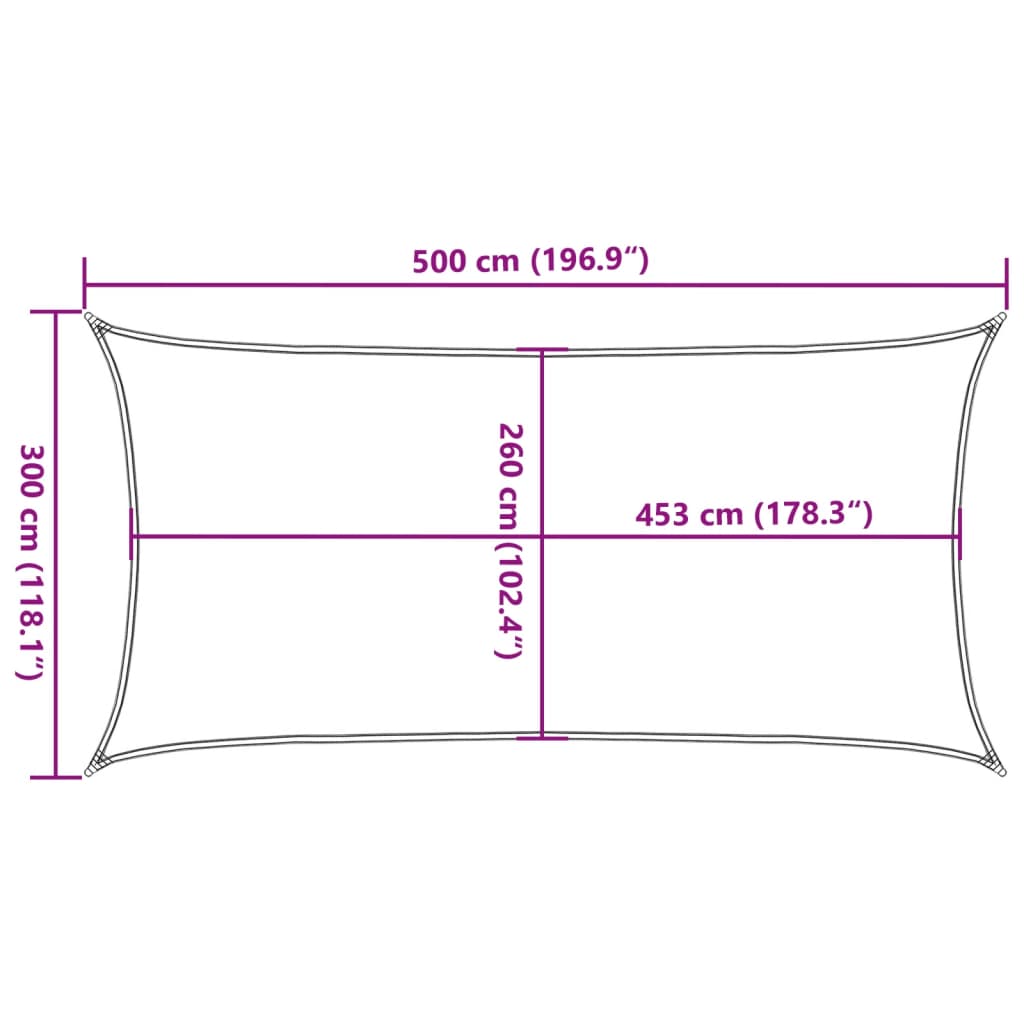 Zonnezeil 5X3 M 100% Polyester Oxford Lichtgrijs 3 x 5 m