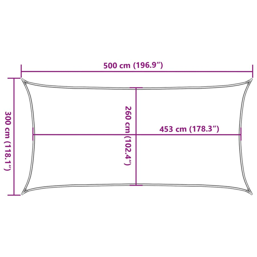Zonnezeil 5X3 M 100% Polyester Oxford Lichtgrijs 3 x 5 m